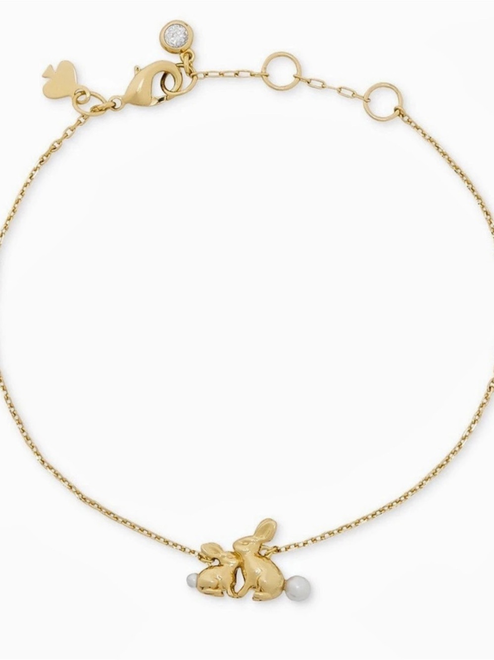 New Kate Spade Love You, Mom Bunny Bracelet Gold & White